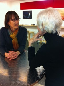 Pamela and Ann chatting at Mark Morris NY, December 2012