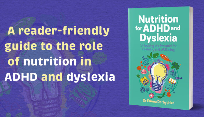 image of the book cover of 'nutrition for ADHD and dyslexia'